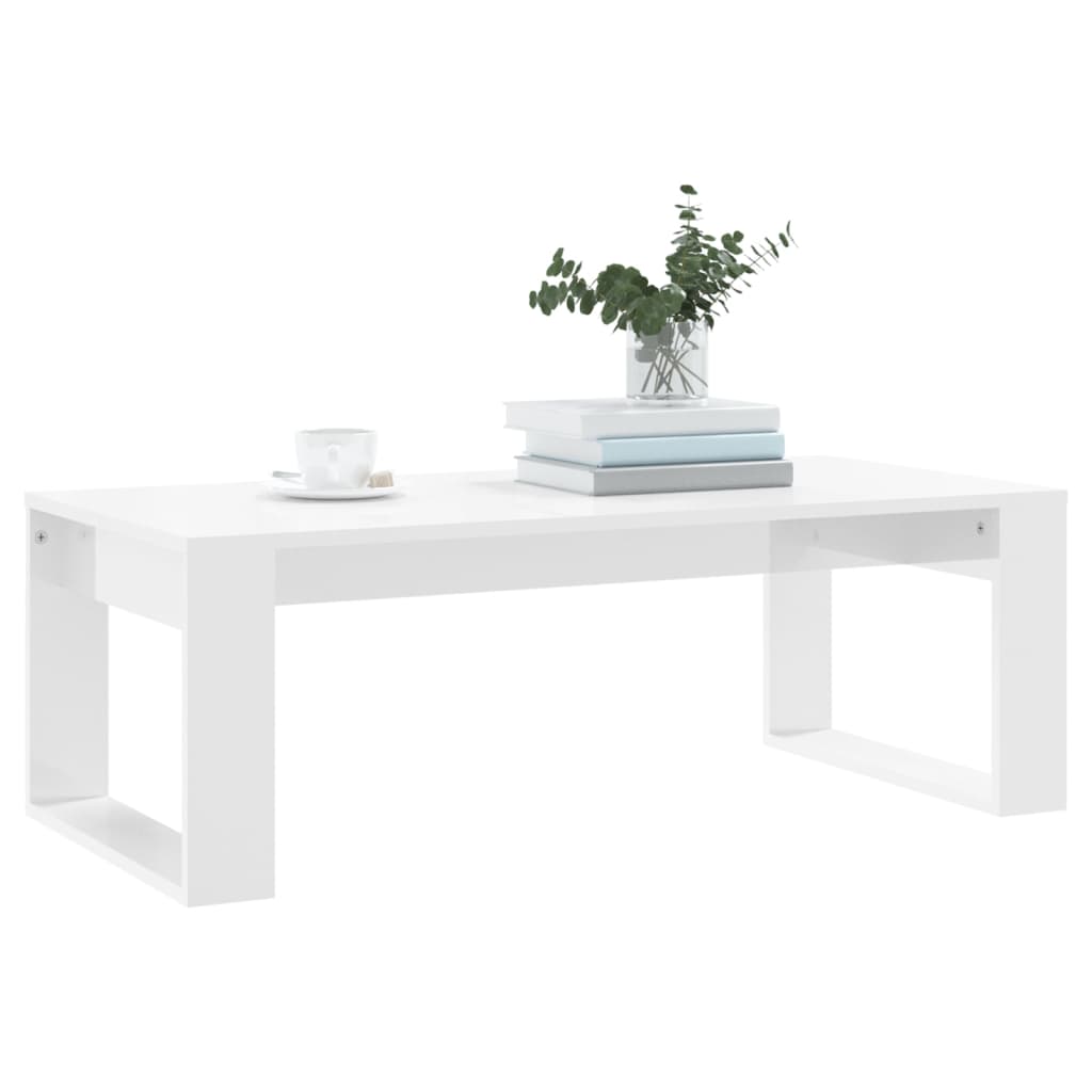 Table basse blanc brillant 102x50x35 cm bois d’ingénierie - Tables basses