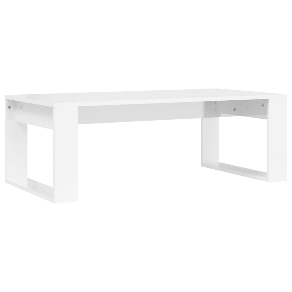 Table basse blanc brillant 102x50x35 cm bois d’ingénierie - Tables basses