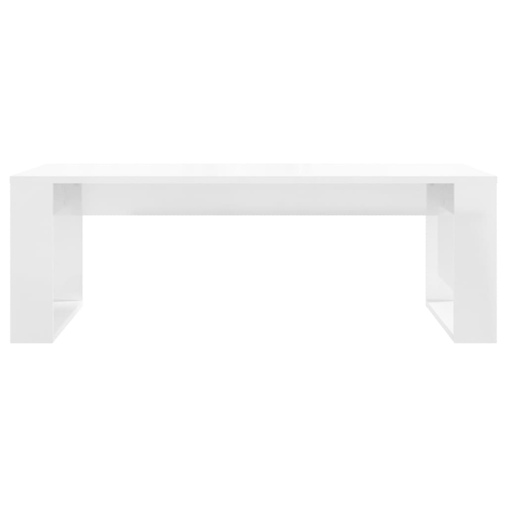 Table basse blanc brillant 102x50x35 cm bois d’ingénierie - Tables basses