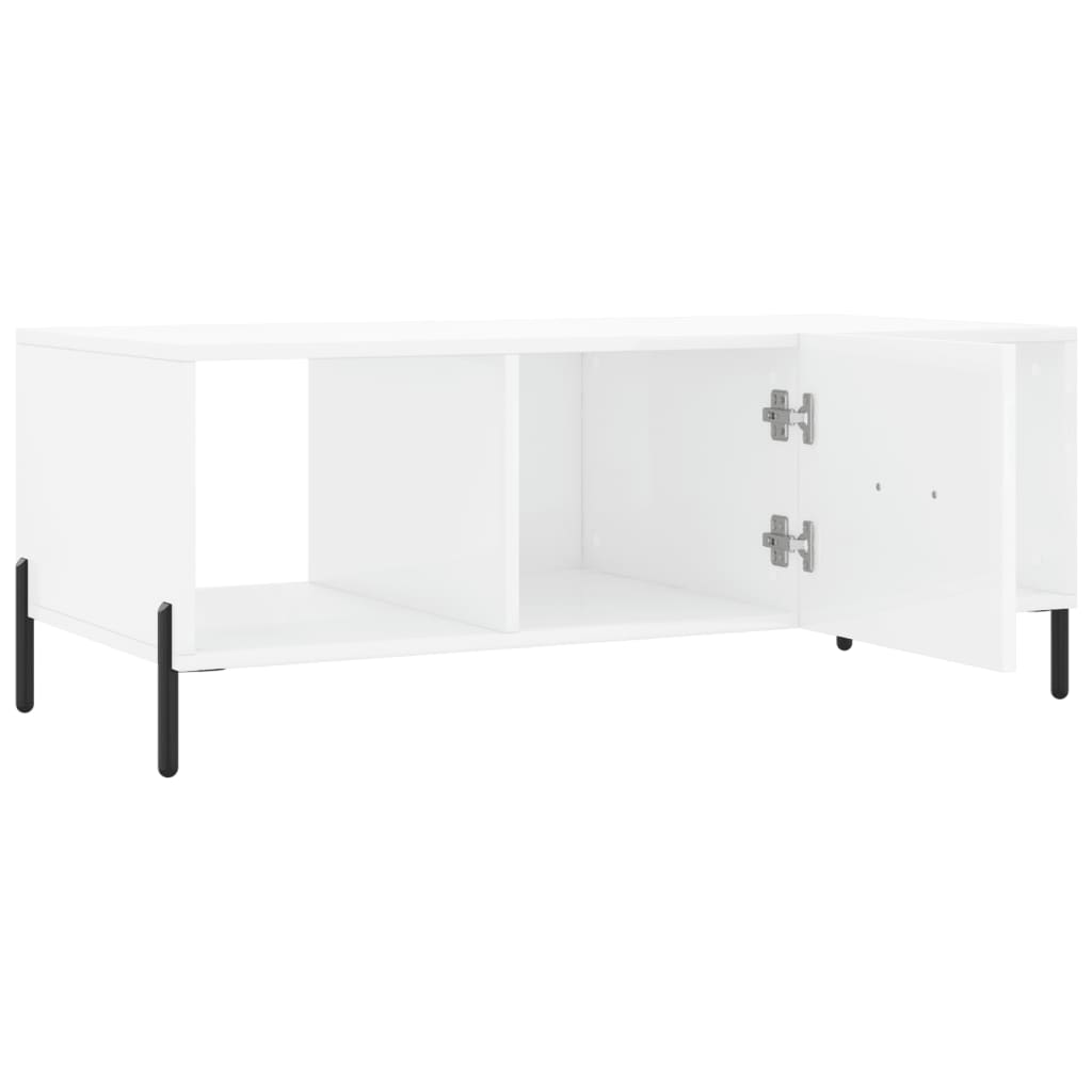 Table basse Blanc brillant 102x50x40 cm Bois d’ingénierie - Tables basses