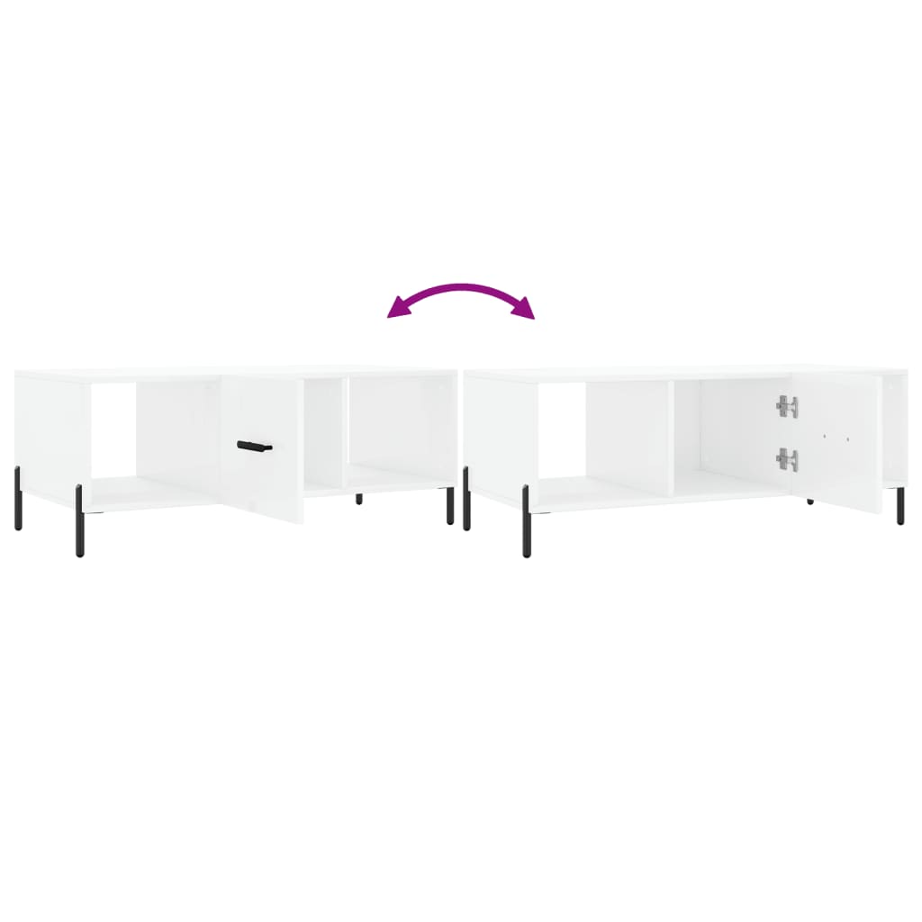Table basse Blanc brillant 102x50x40 cm Bois d’ingénierie - Tables basses