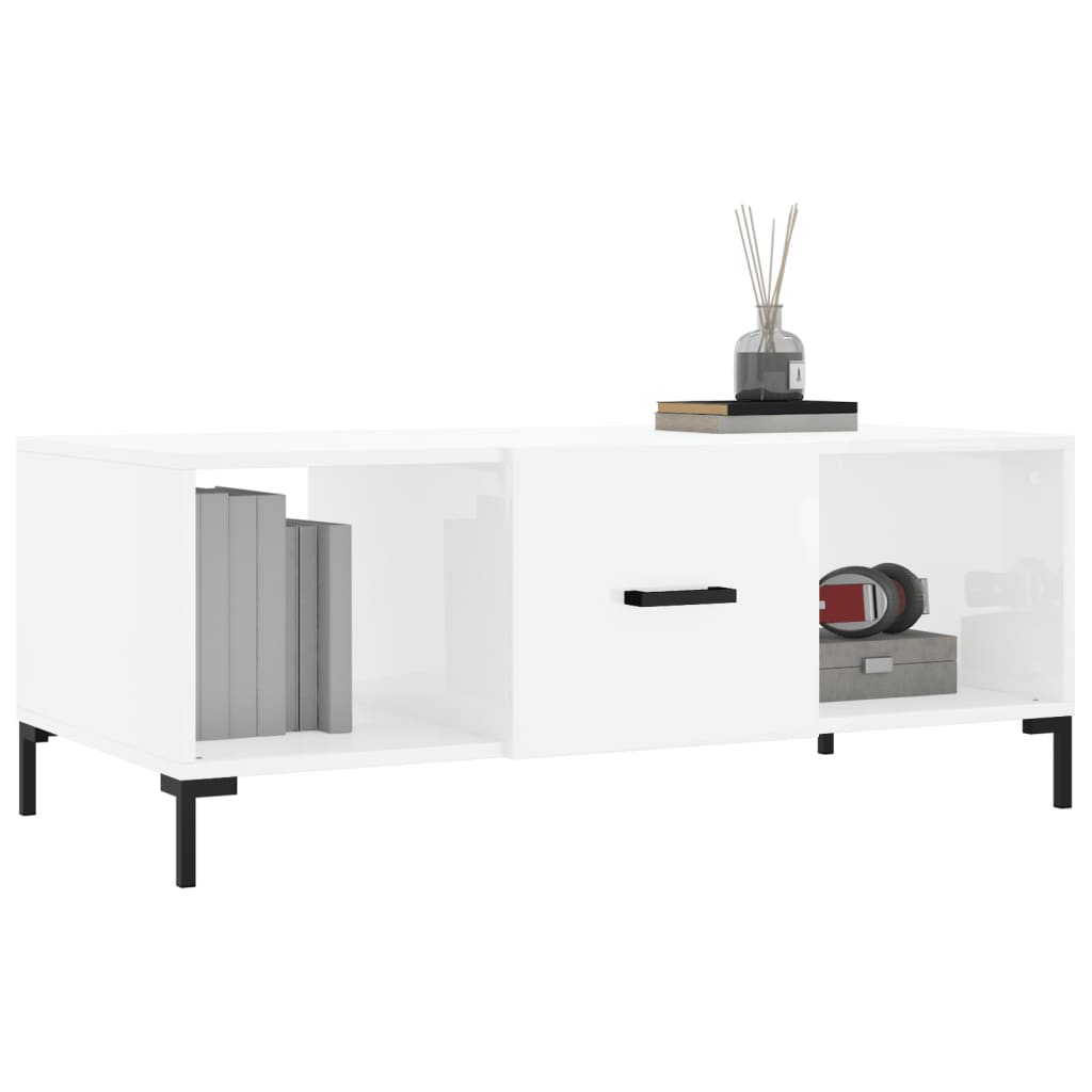 Table basse Blanc brillant 102x50x40 cm Bois d’ingénierie - Tables basses