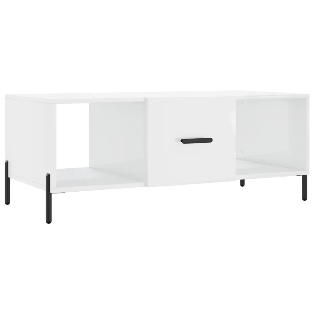 Table basse Blanc brillant 102x50x40 cm Bois d’ingénierie - Tables basses