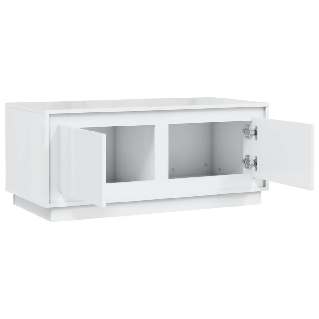 Table basse Blanc brillant 102x50x44 cm bois d’ingénierie - Tables basses
