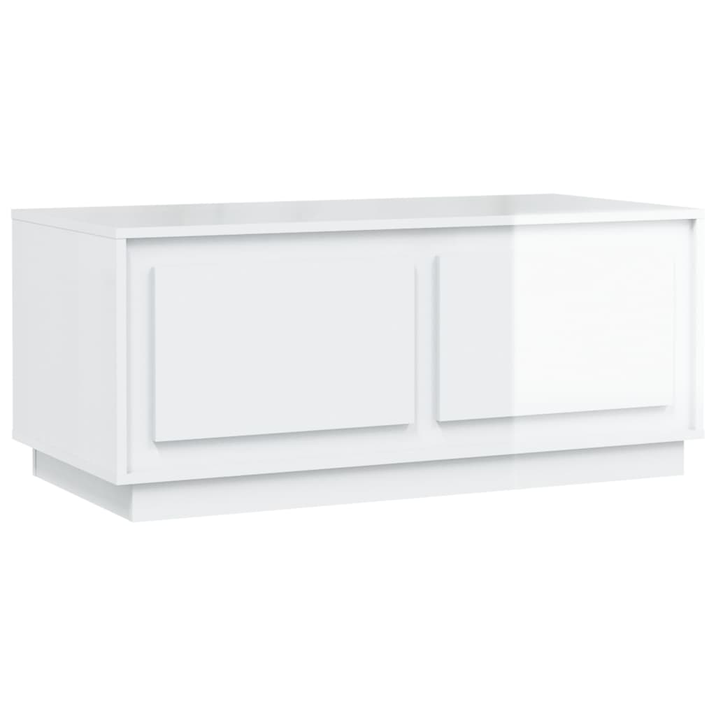 Table basse Blanc brillant 102x50x44 cm bois d’ingénierie - Tables basses