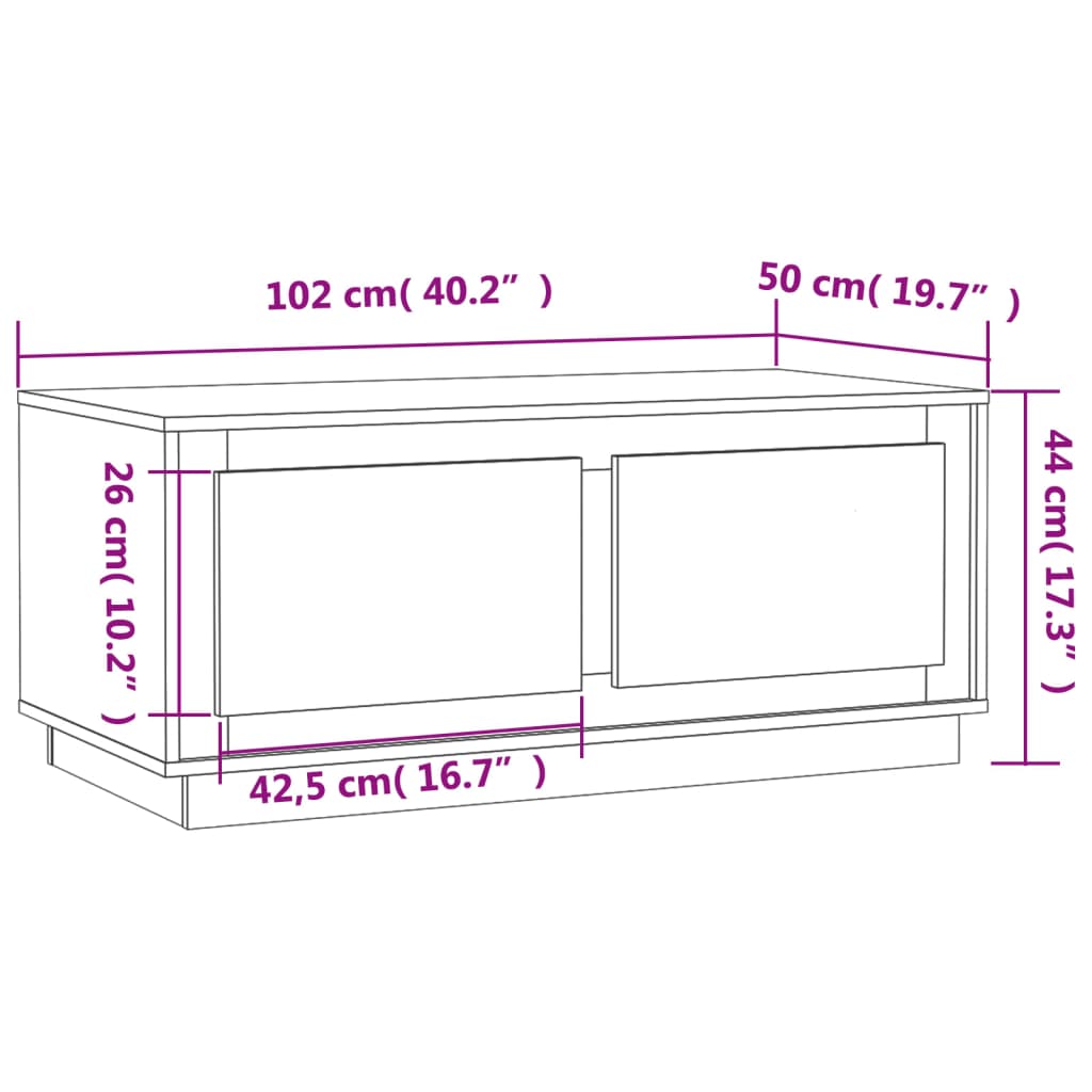 Table basse Blanc brillant 102x50x44 cm bois d’ingénierie - Tables basses