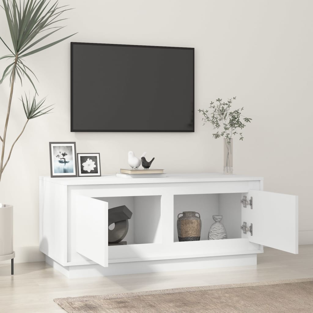 Table basse Blanc brillant 102x50x44 cm bois d’ingénierie - Tables basses