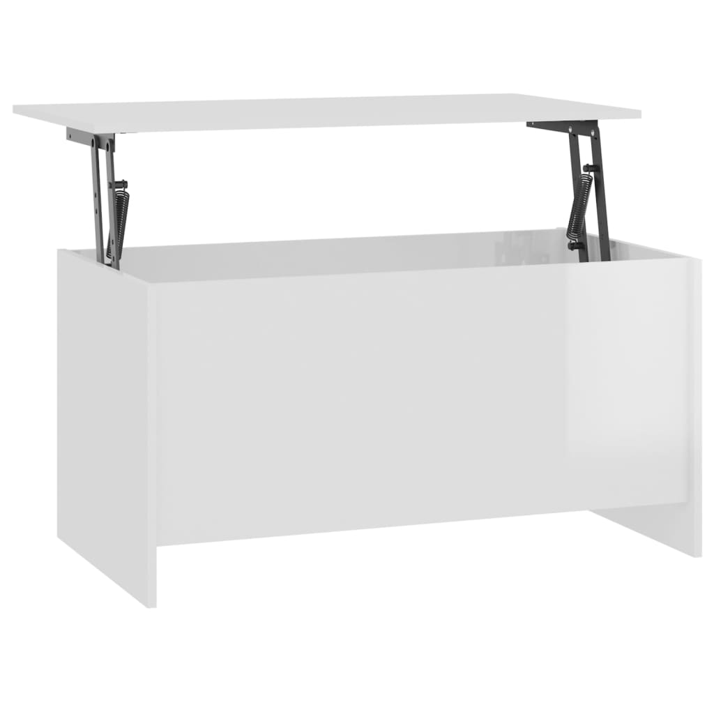 Table basse blanc brillant 102x55,5x52,5 cm bois d’ingénierie - Tables basses