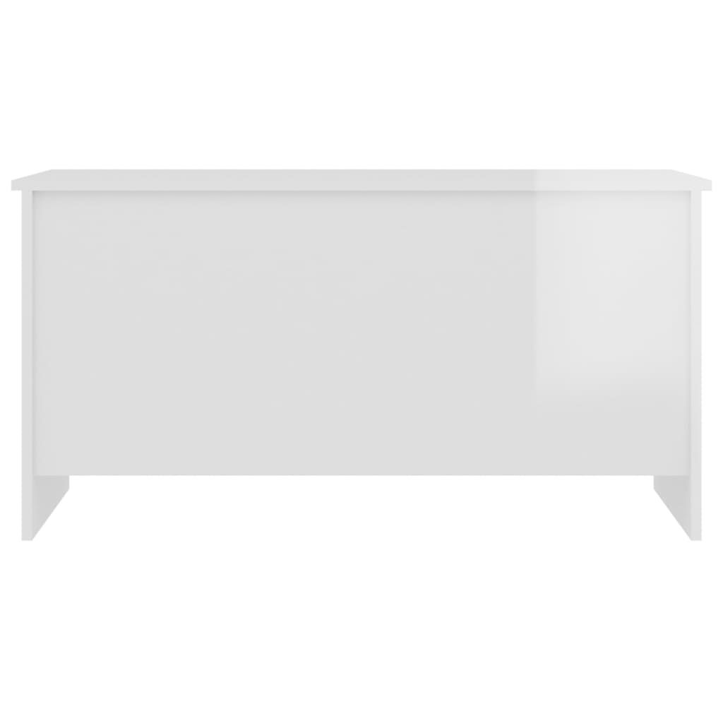 Table basse blanc brillant 102x55,5x52,5 cm bois d’ingénierie - Tables basses
