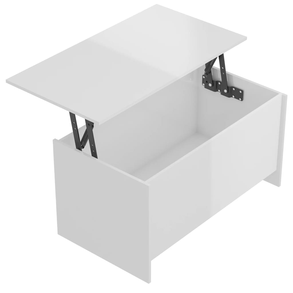 Table basse blanc brillant 102x55,5x52,5 cm bois d’ingénierie - Tables basses