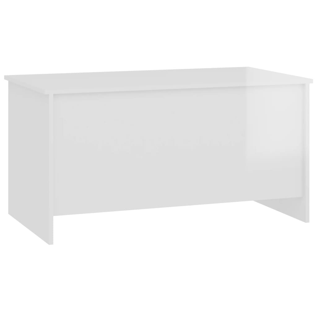 Table basse blanc brillant 102x55,5x52,5 cm bois d’ingénierie - Tables basses