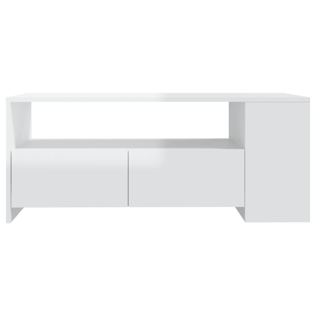 Table basse blanc brillant 102x55x42 cm bois d’ingénierie - Tables basses