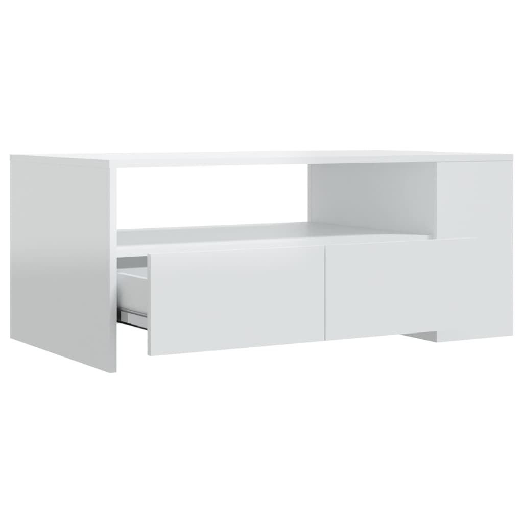 Table basse blanc brillant 102x55x42 cm bois d’ingénierie - Tables basses