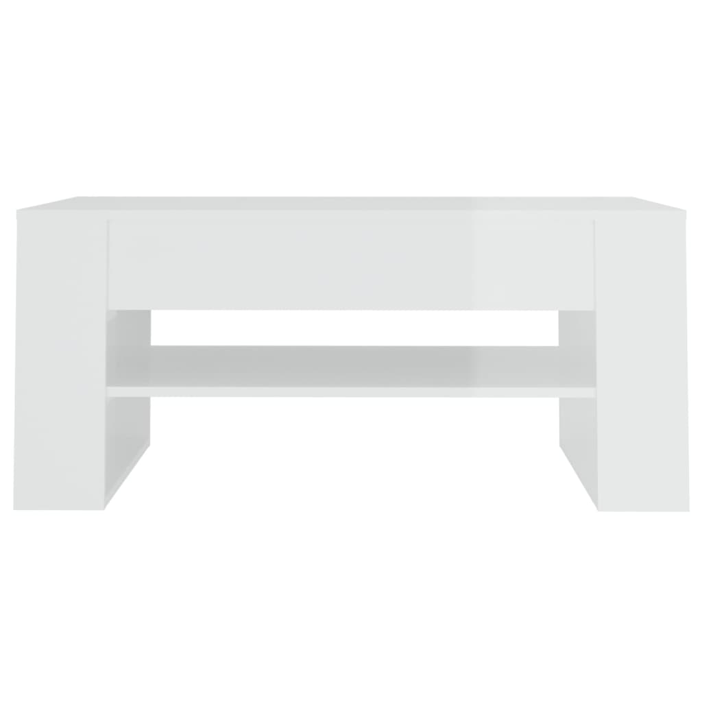 Table basse blanc brillant 102x55x45 cm bois d’ingénierie - Tables basses
