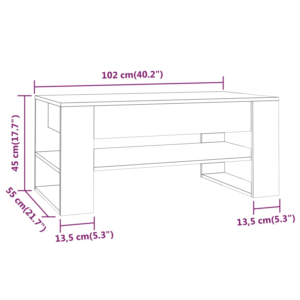 Table basse blanc brillant 102x55x45 cm bois d’ingénierie - Tables basses