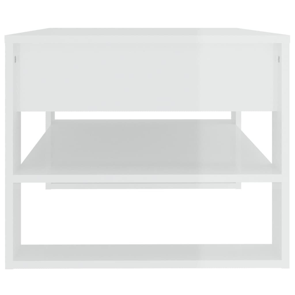 Table basse blanc brillant 102x55x45 cm bois d’ingénierie - Tables basses