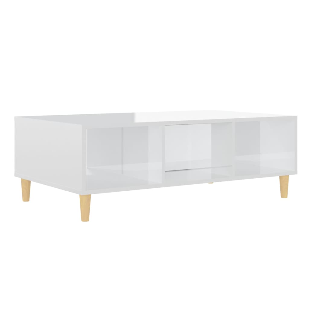 Table basse blanc brillant 103,5x60x35 cm bois d’ingénierie - Tables basses