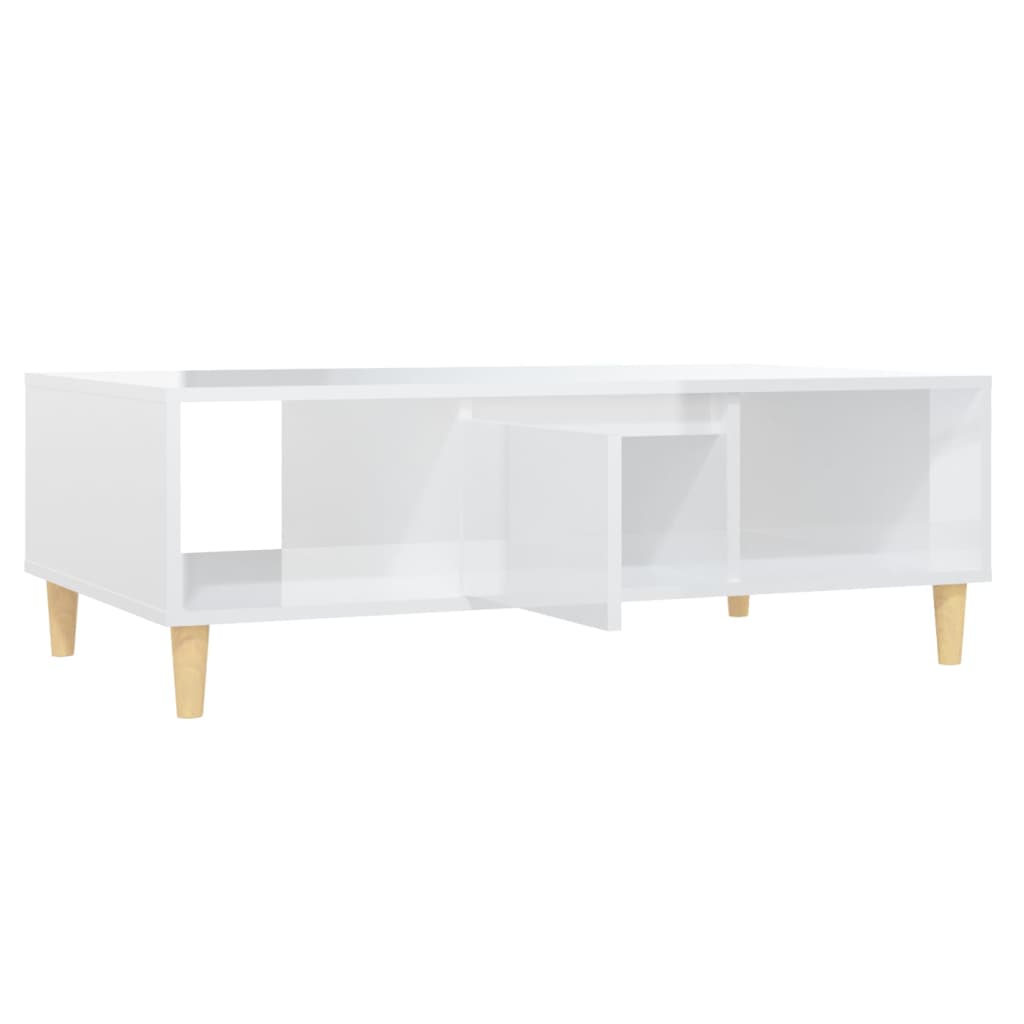 Table basse blanc brillant 103,5x60x35 cm bois d’ingénierie - Tables basses