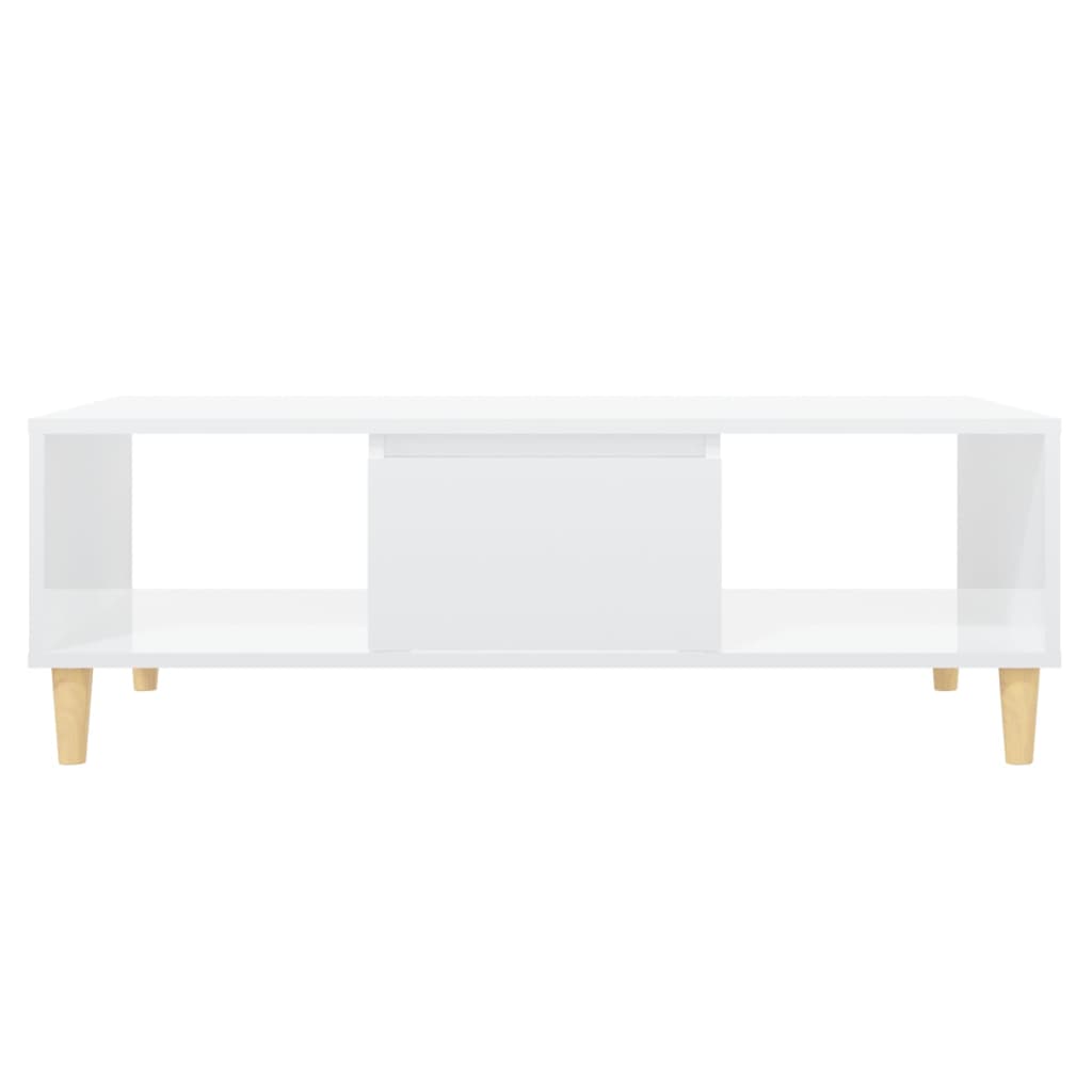 Table basse blanc brillant 103,5x60x35 cm bois d’ingénierie - Tables basses