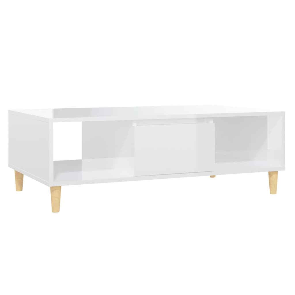 Table basse blanc brillant 103,5x60x35 cm bois d’ingénierie - Tables basses