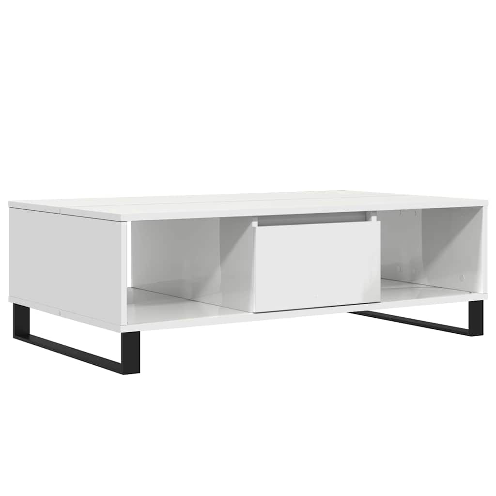 Table basse blanc brillant 104x60x35 cm bois d’ingénierie - Tables basses