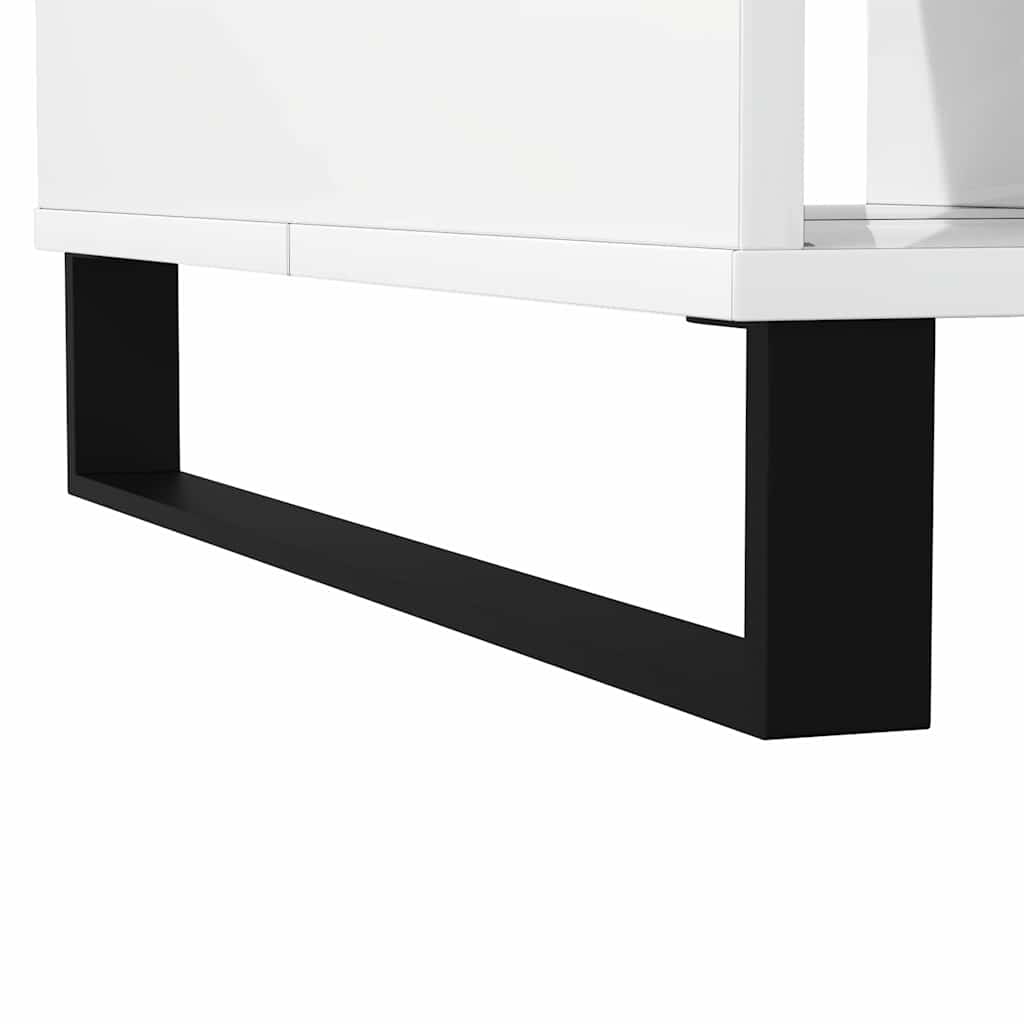 Table basse blanc brillant 104x60x35 cm bois d’ingénierie - Tables basses