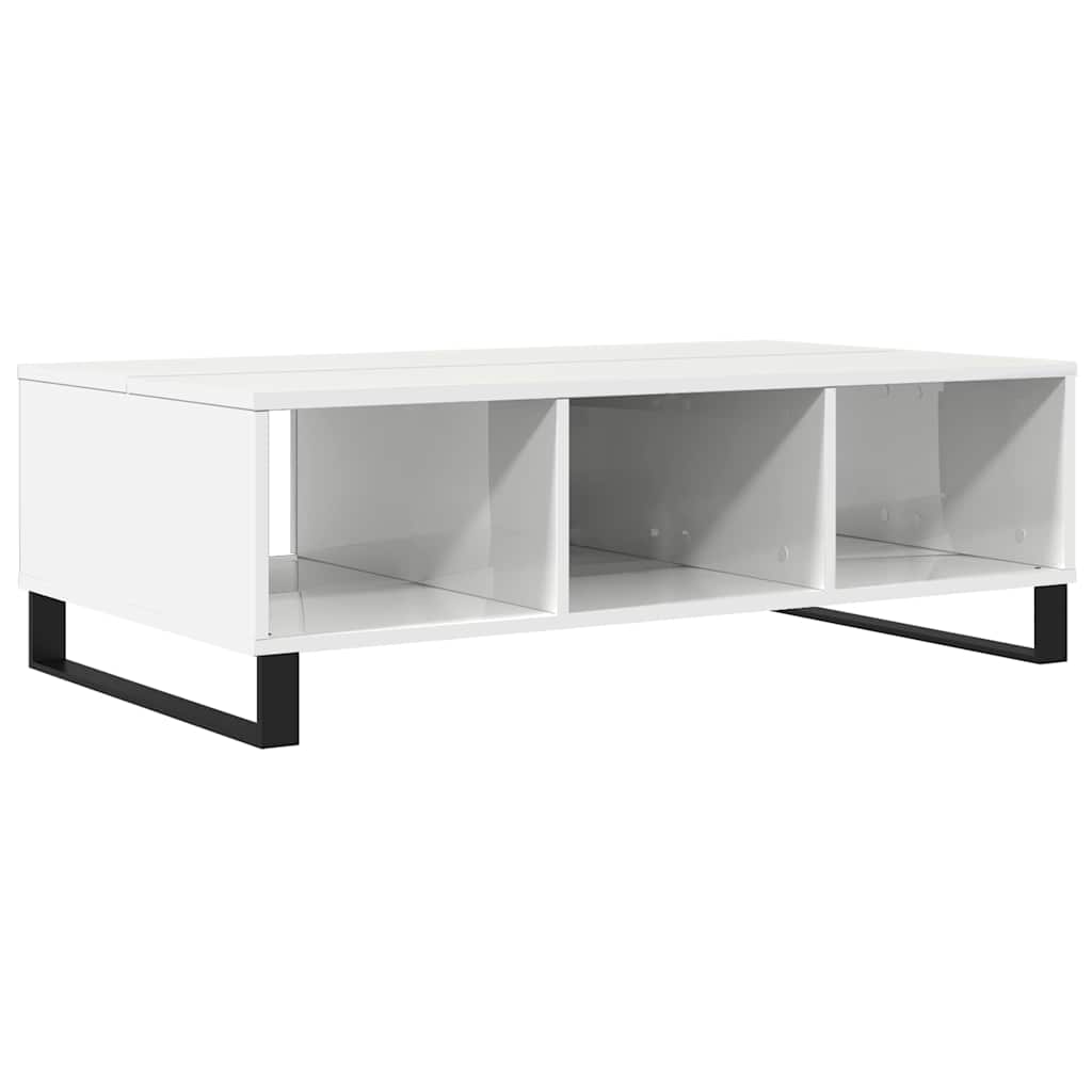 Table basse blanc brillant 104x60x35 cm bois d’ingénierie - Tables basses