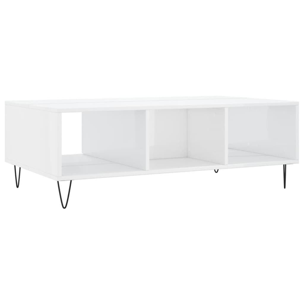 Table basse blanc brillant 104x60x35 cm bois d’ingénierie - Tables basses