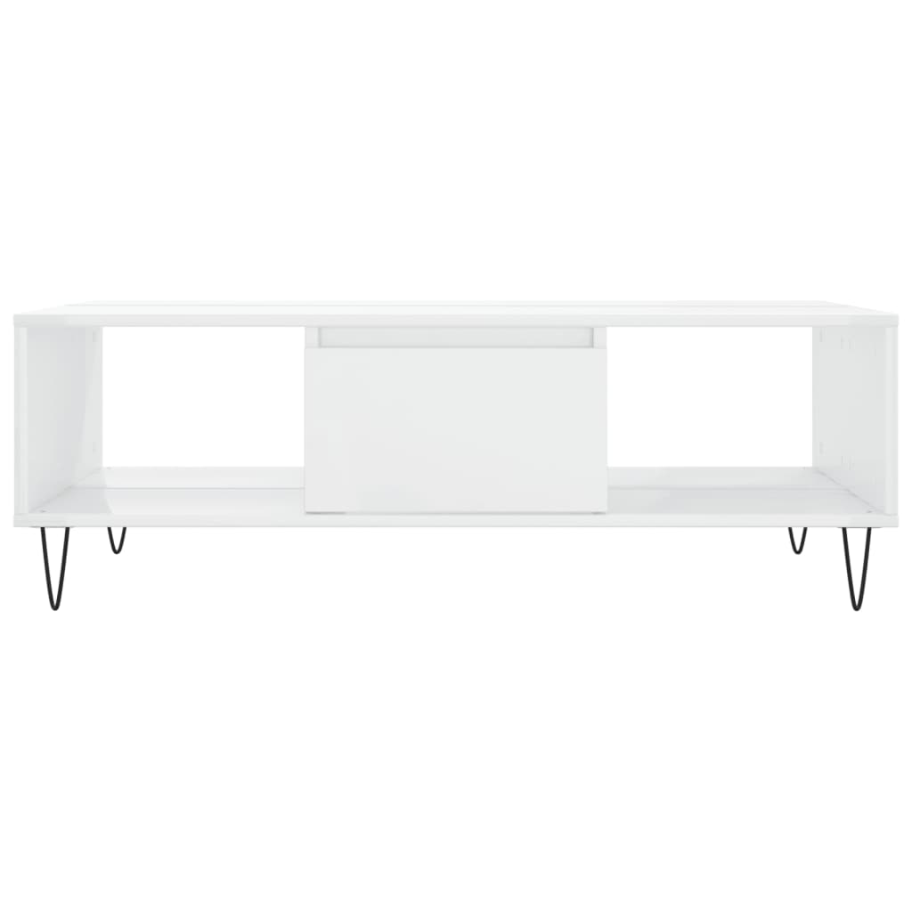 Table basse blanc brillant 104x60x35 cm bois d’ingénierie - Tables basses
