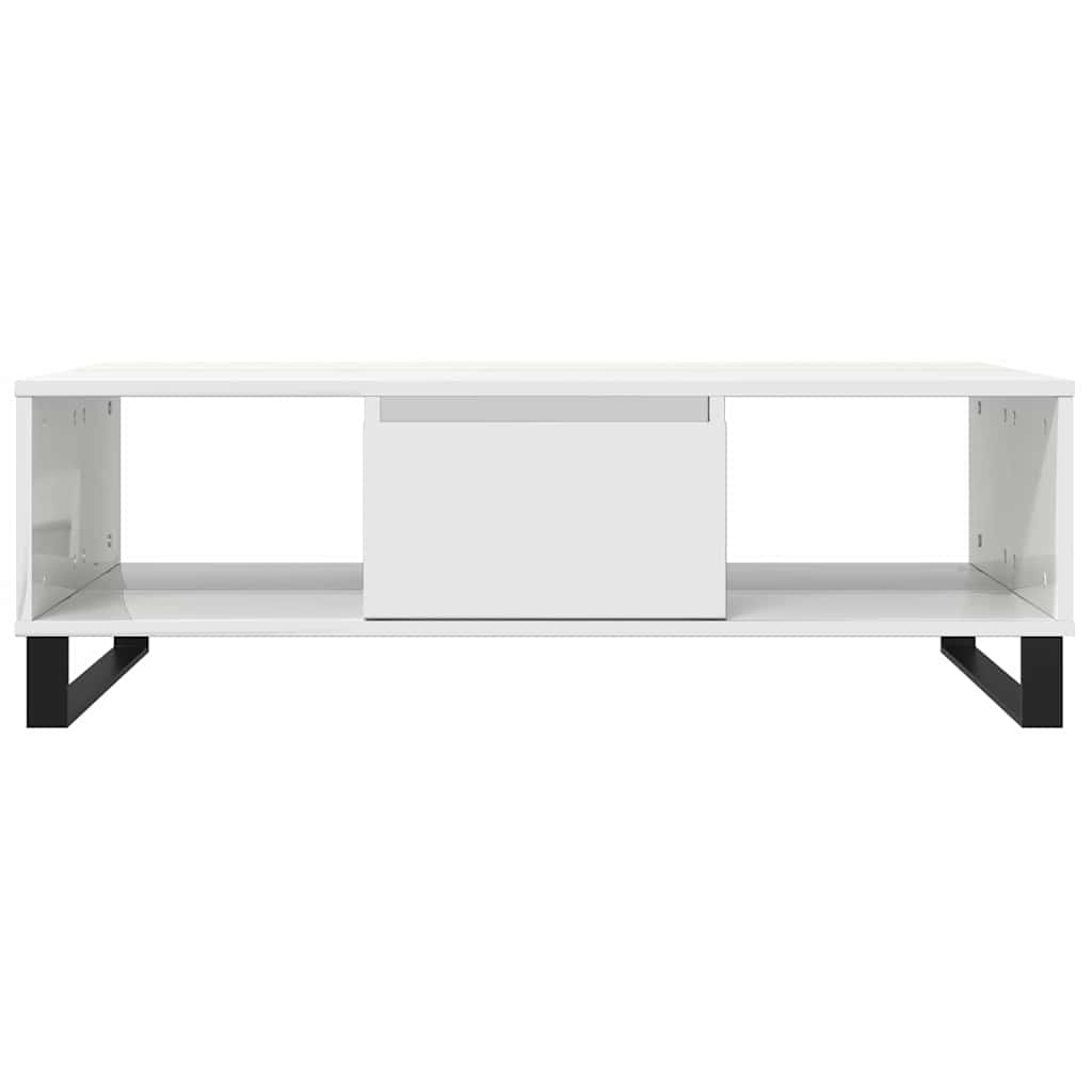 Table basse blanc brillant 104x60x35 cm bois d’ingénierie - Tables basses