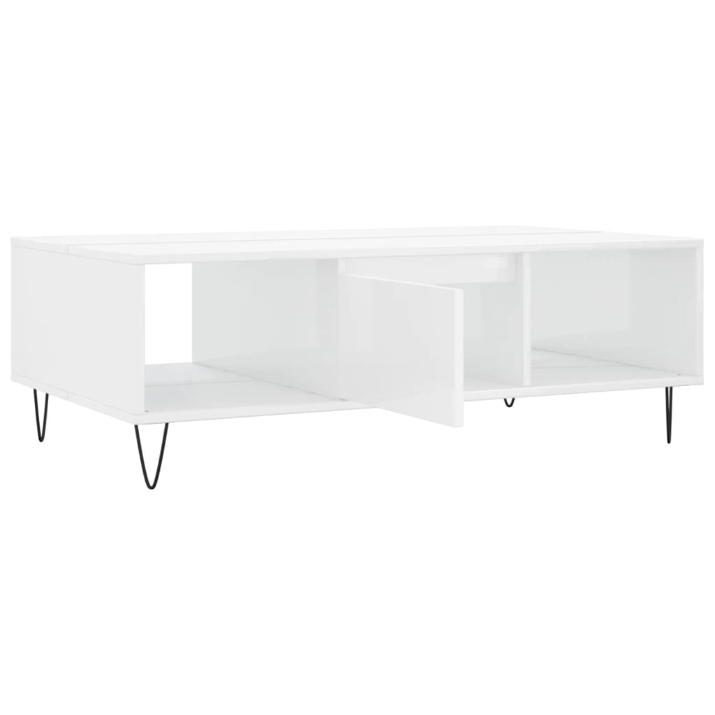 Table basse blanc brillant 104x60x35 cm bois d’ingénierie - Tables basses