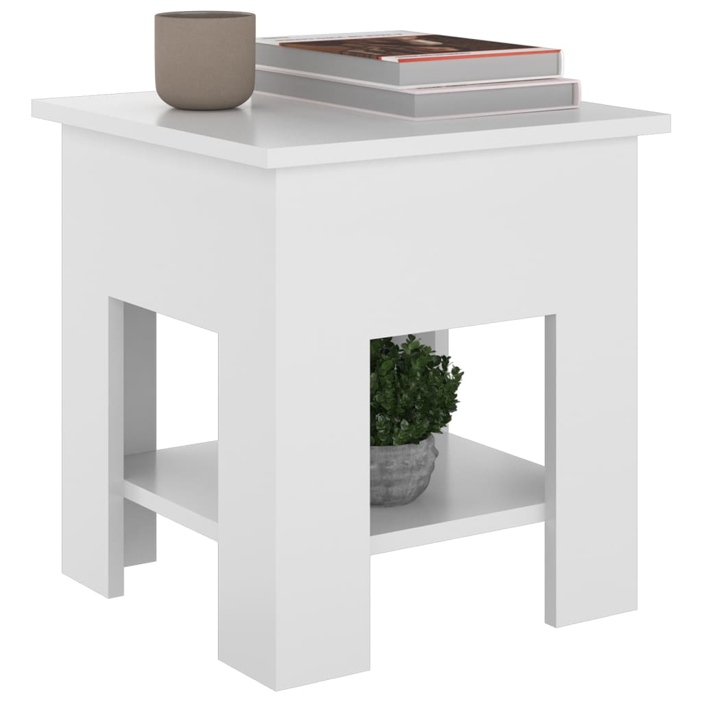 Table basse blanc brillant 40x40x42 cm bois d’ingénierie - Tables basses
