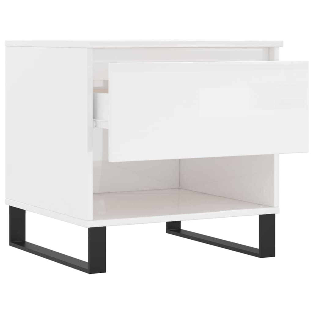Table basse blanc brillant 50x46x50 cm bois d’ingénierie - Tables basses