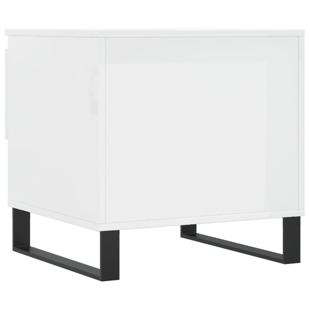 Table basse blanc brillant 50x46x50 cm bois d’ingénierie - Tables basses