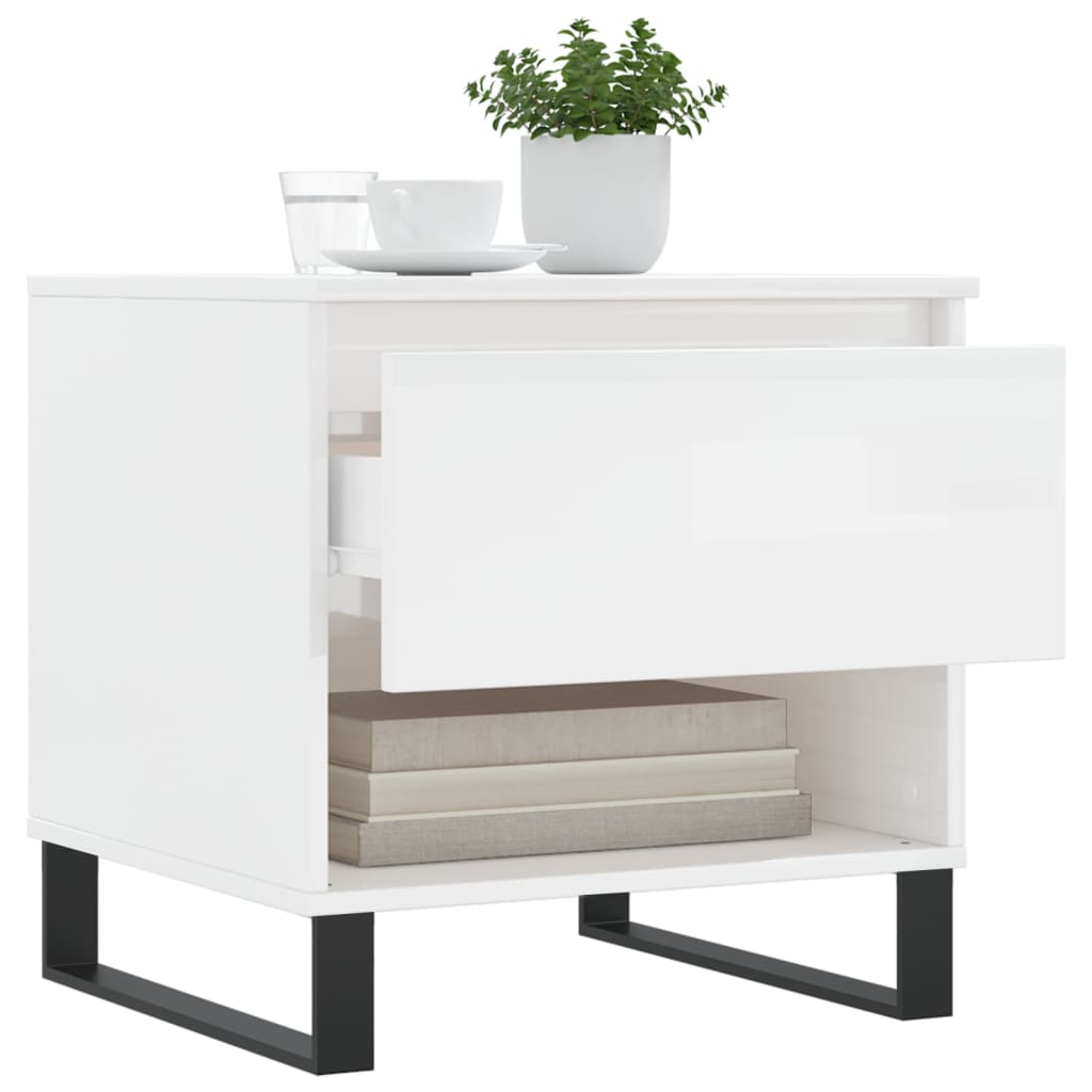 Table basse blanc brillant 50x46x50 cm bois d’ingénierie - Tables basses