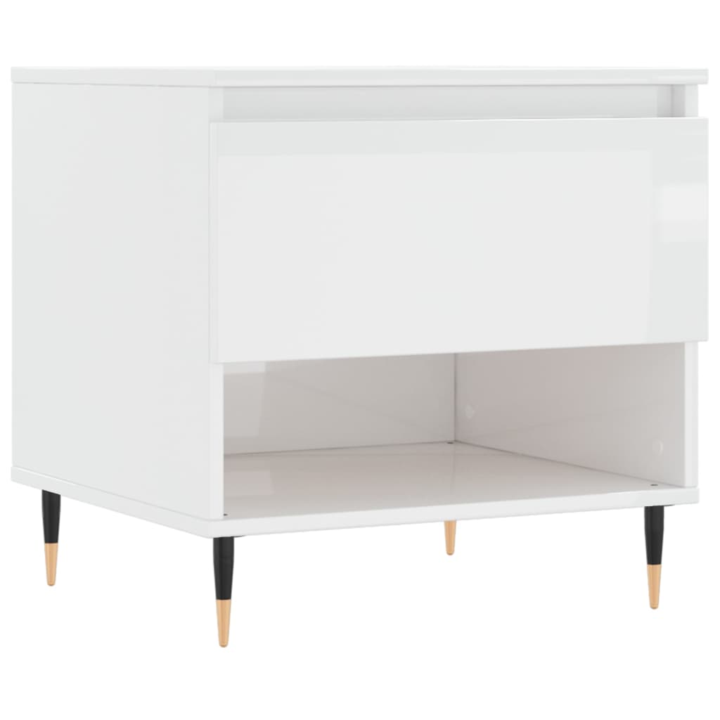 Table basse blanc brillant 50x46x50 cm bois d’ingénierie - Tables basses
