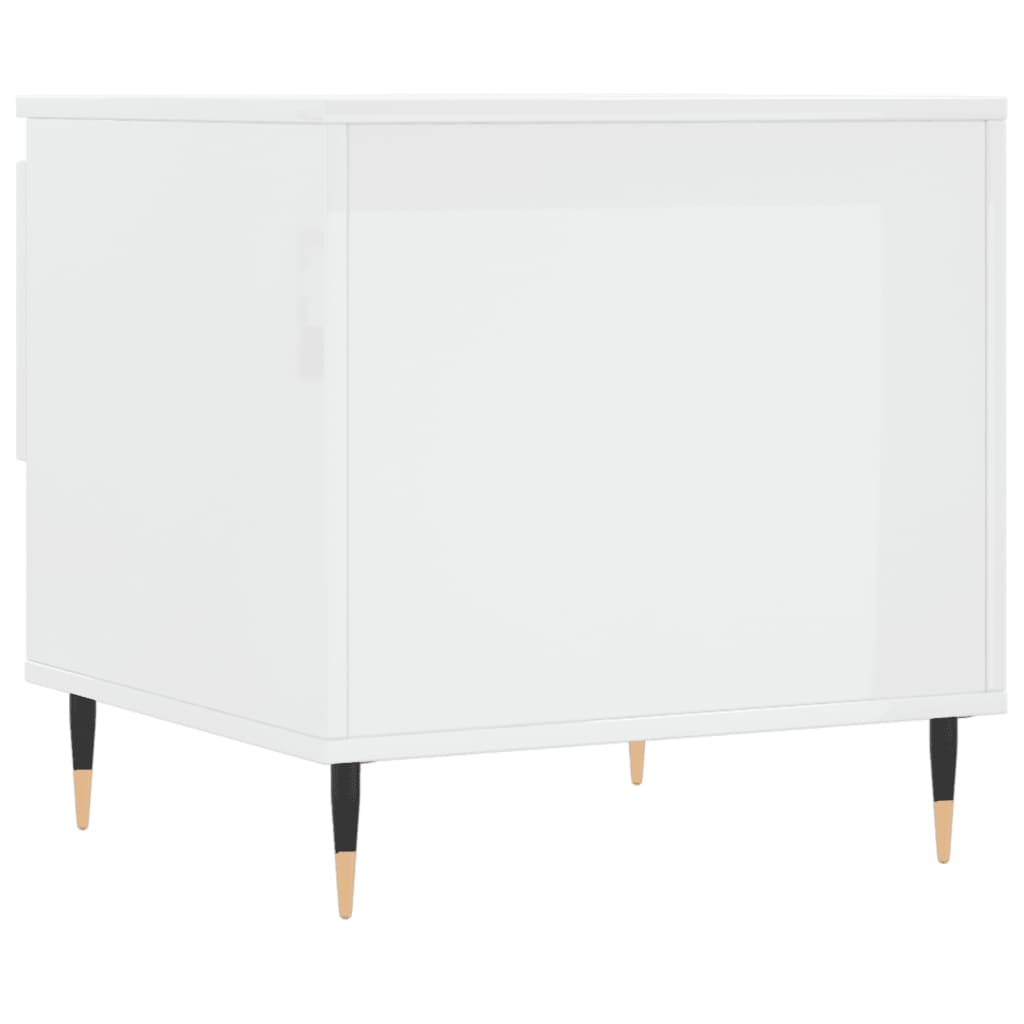 Table basse blanc brillant 50x46x50 cm bois d’ingénierie - Tables basses