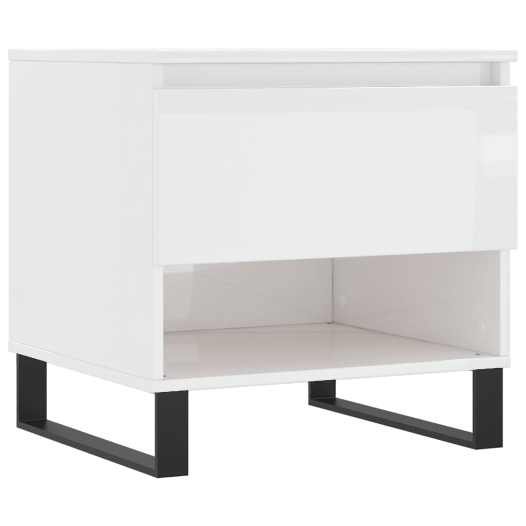 Table basse blanc brillant 50x46x50 cm bois d’ingénierie - Tables basses