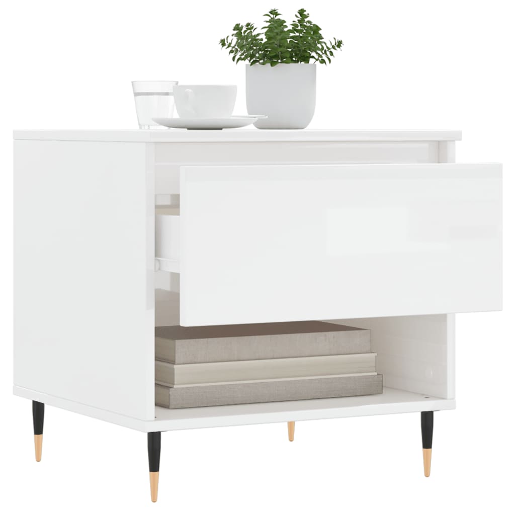 Table basse blanc brillant 50x46x50 cm bois d’ingénierie - Tables basses