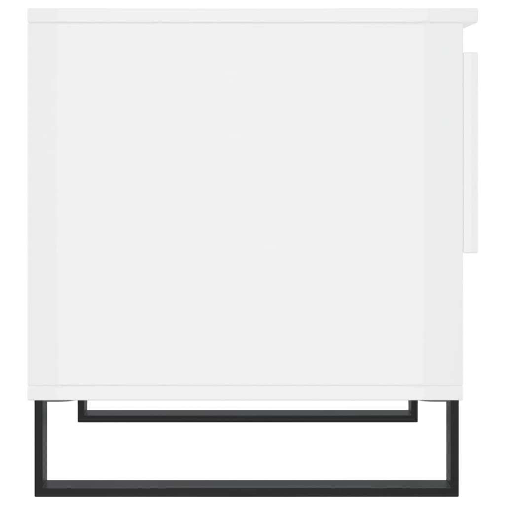 Table basse blanc brillant 50x46x50 cm bois d’ingénierie - Tables basses