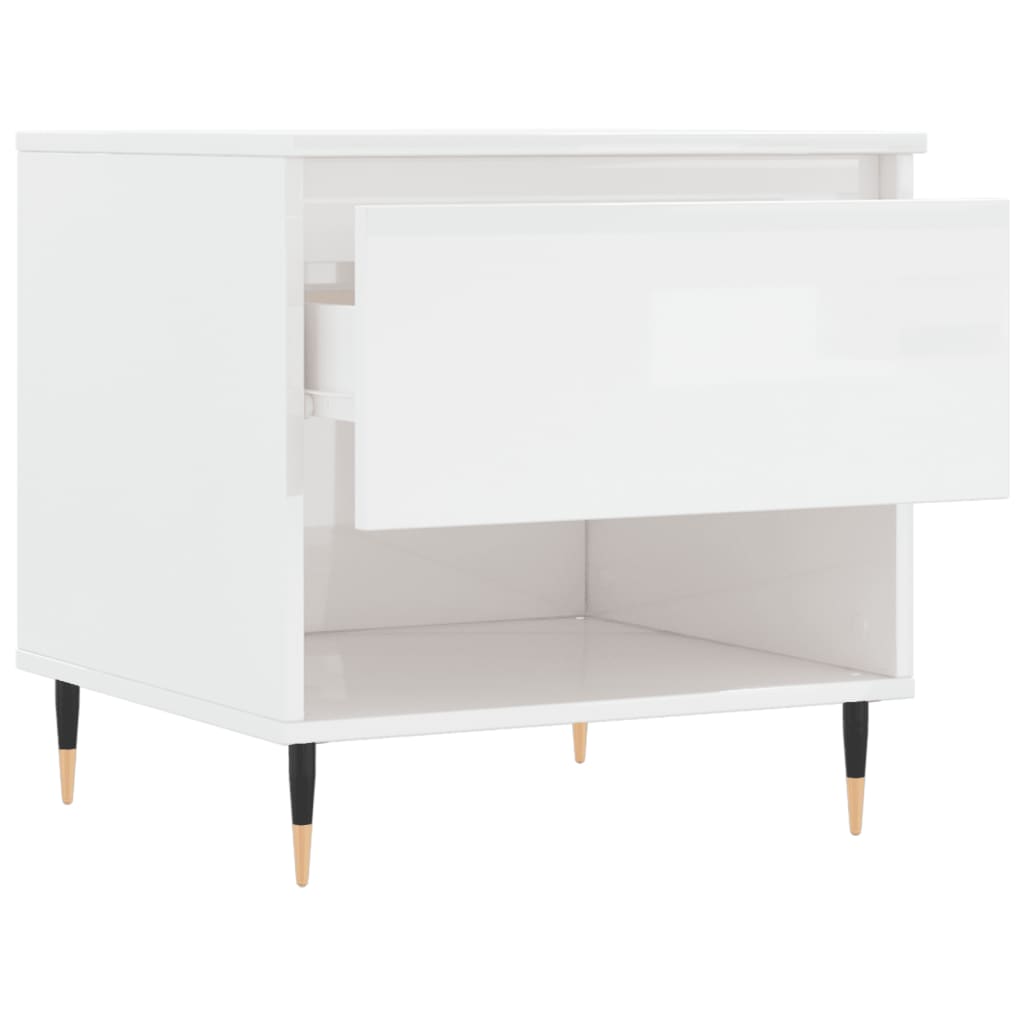 Table basse blanc brillant 50x46x50 cm bois d’ingénierie - Tables basses