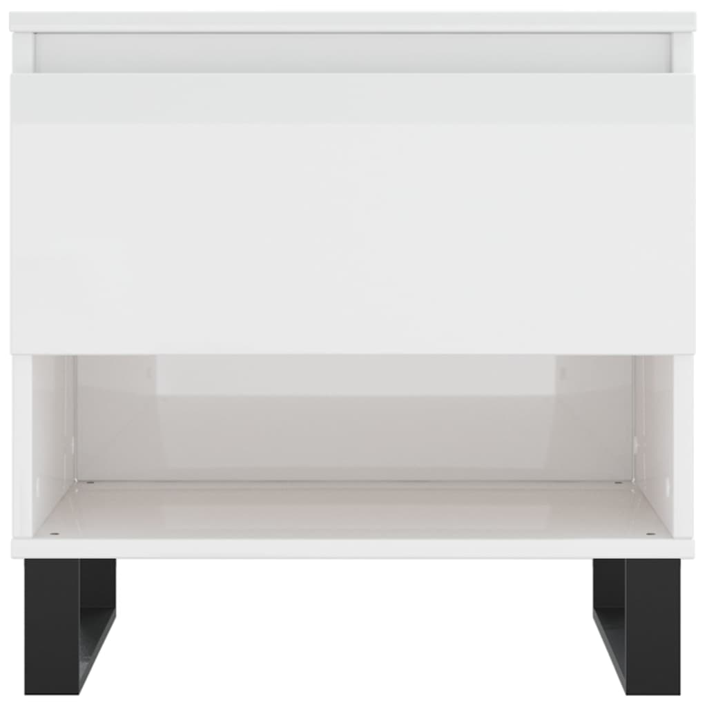 Table basse blanc brillant 50x46x50 cm bois d’ingénierie - Tables basses