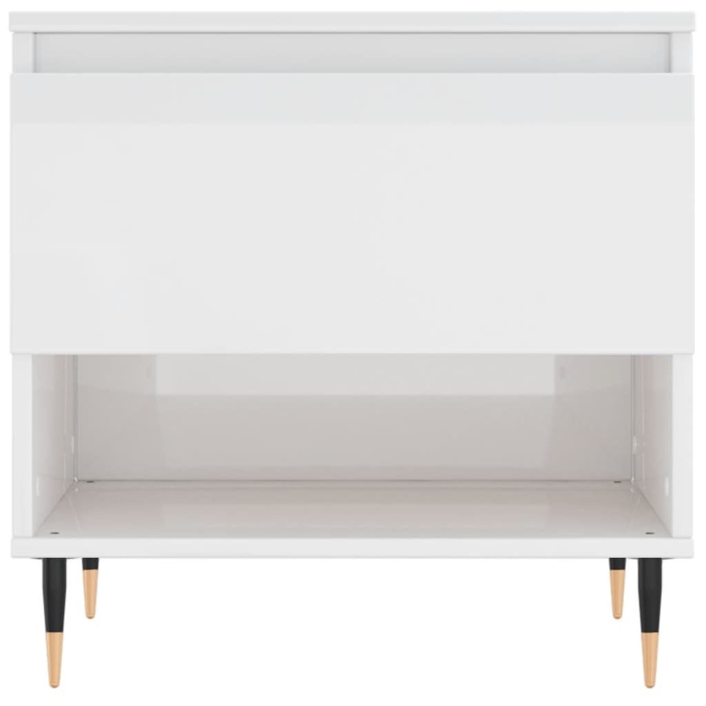 Table basse blanc brillant 50x46x50 cm bois d’ingénierie - Tables basses