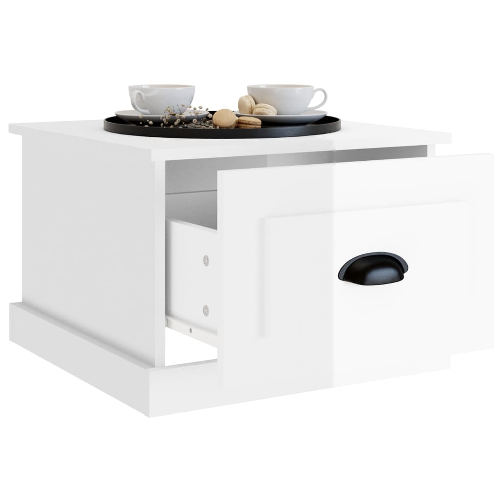 Table basse blanc brillant 50x50x35 cm bois d’ingénierie - Tables basses