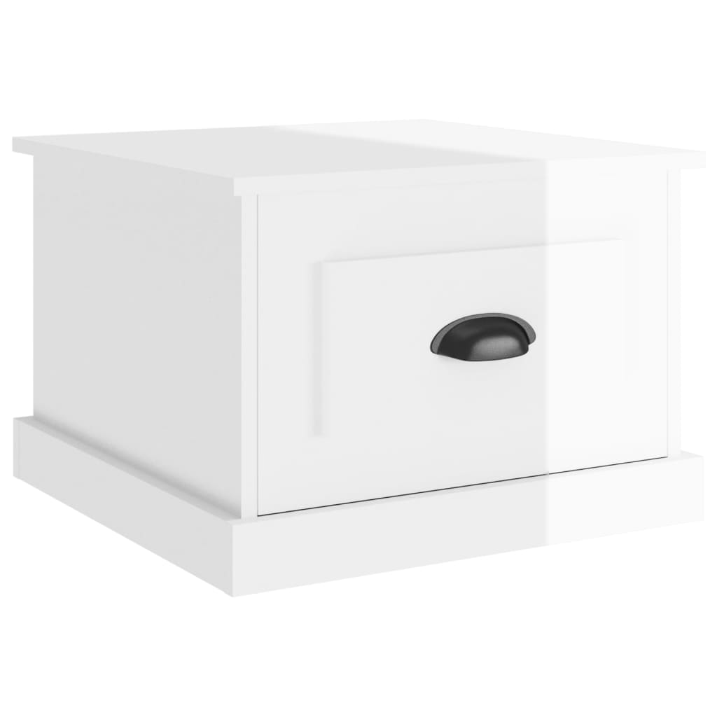 Table basse blanc brillant 50x50x35 cm bois d’ingénierie - Tables basses