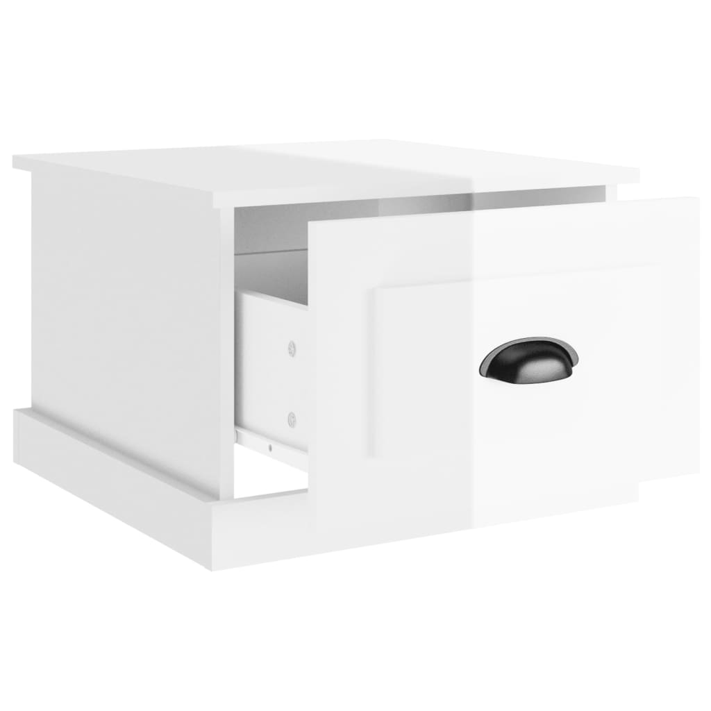 Table basse blanc brillant 50x50x35 cm bois d’ingénierie - Tables basses