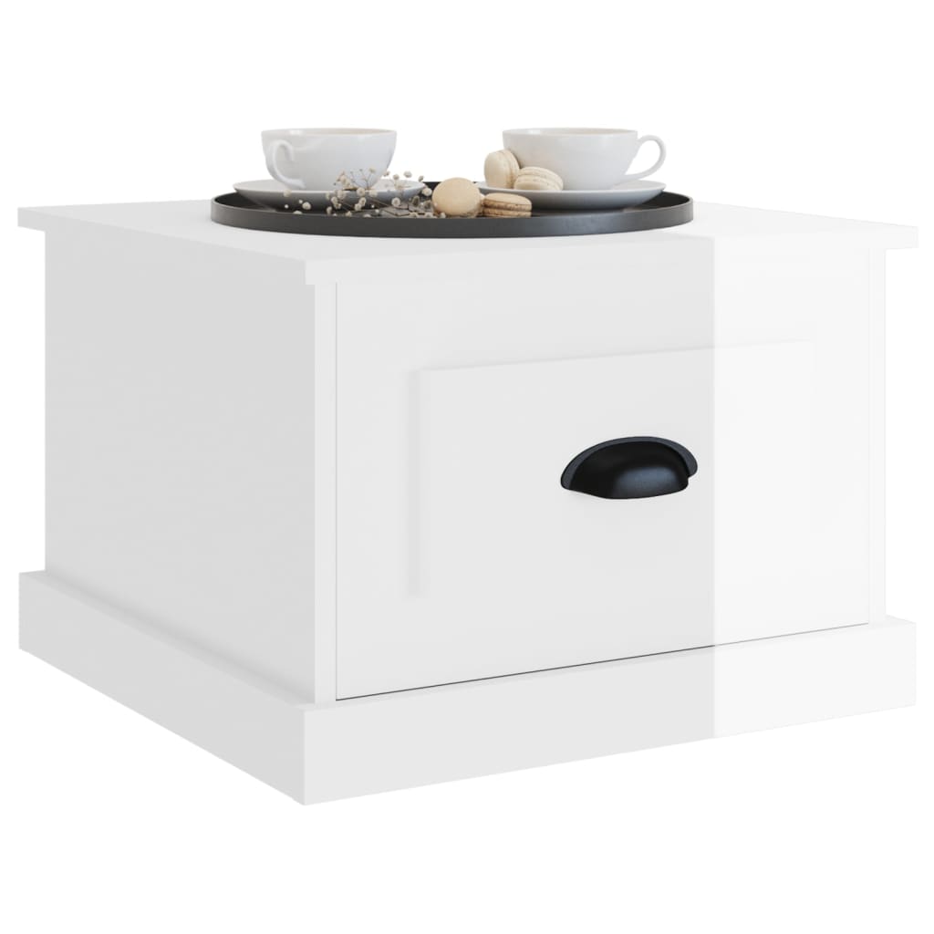 Table basse blanc brillant 50x50x35 cm bois d’ingénierie - Tables basses