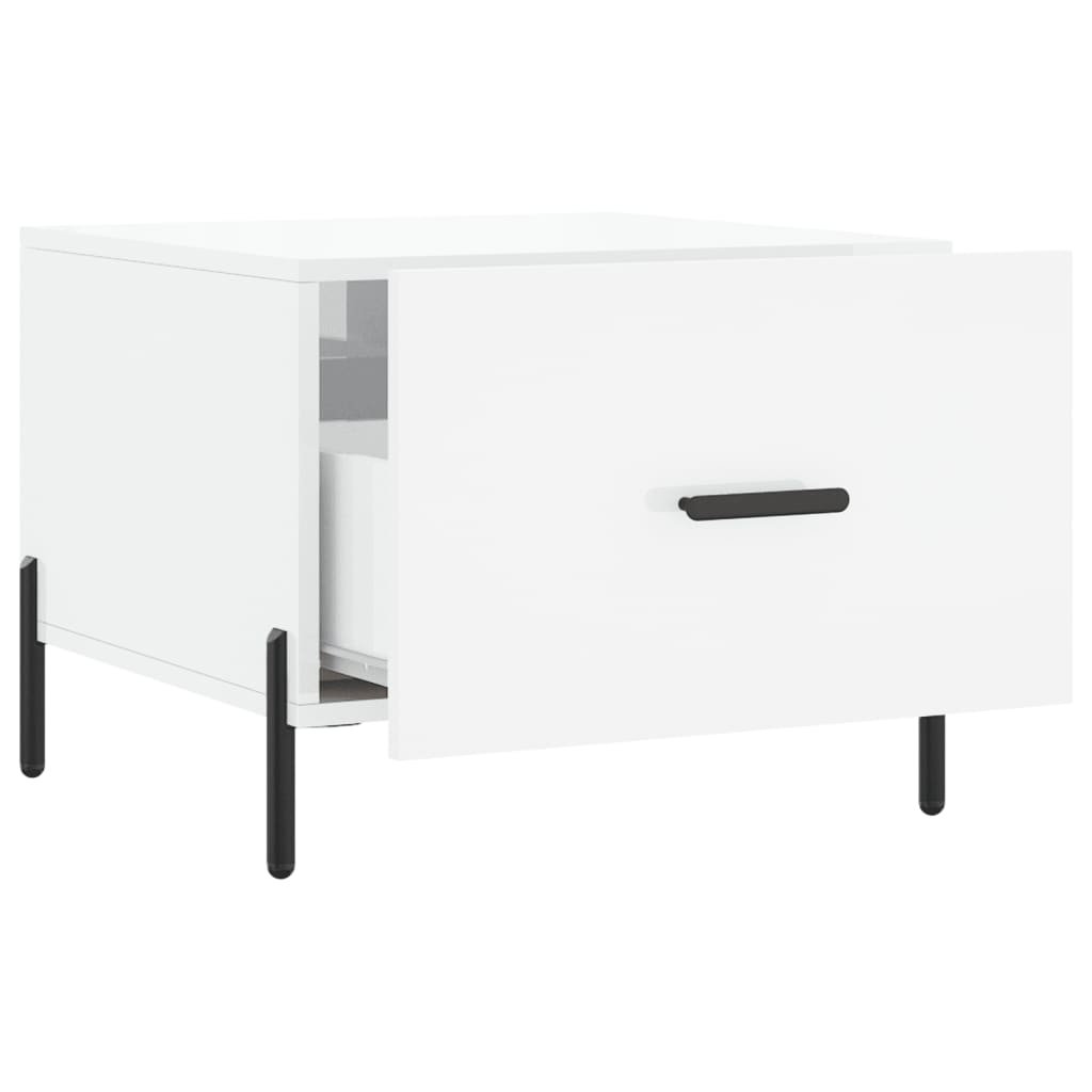Table basse blanc brillant 50x50x40 cm bois d’ingénierie - Tables basses