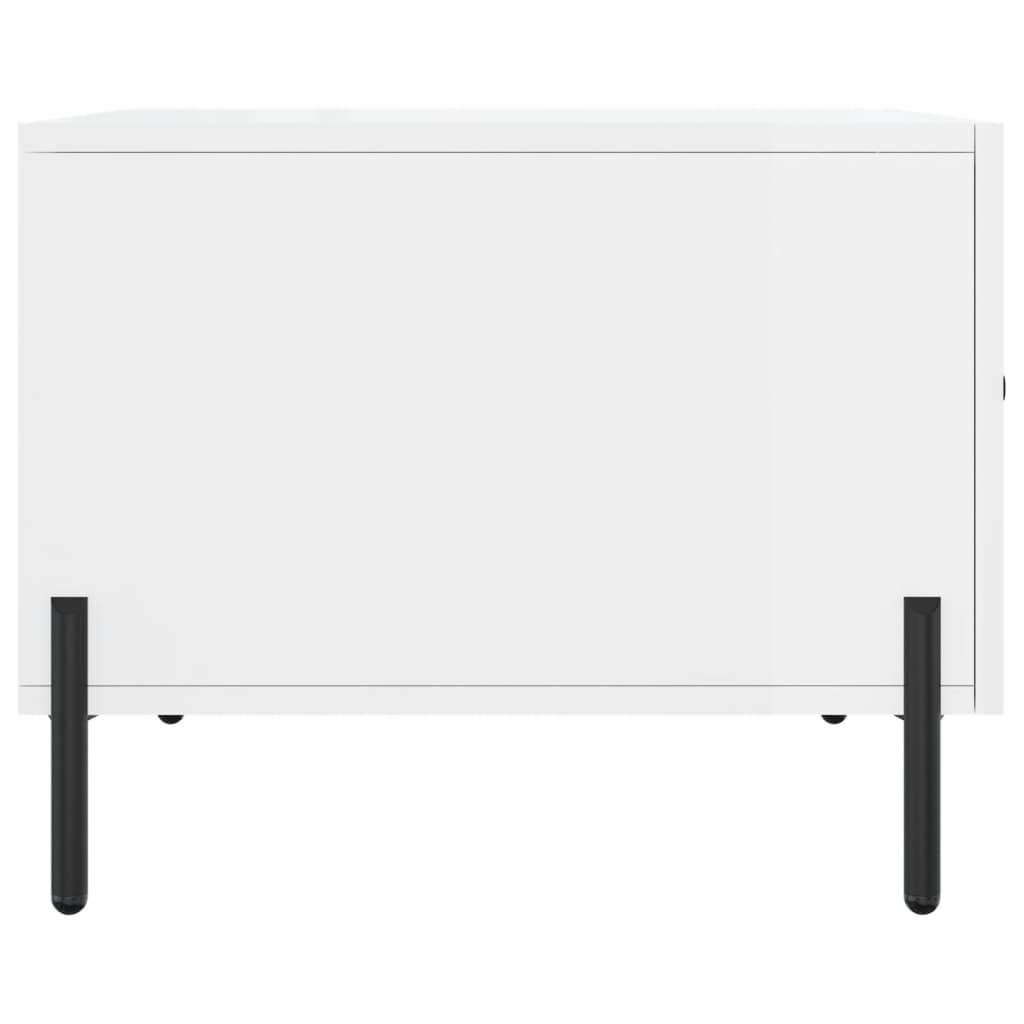 Table basse blanc brillant 50x50x40 cm bois d’ingénierie - Tables basses