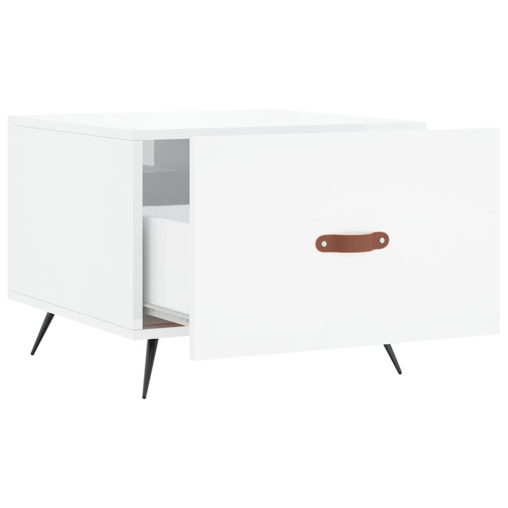Table basse blanc brillant 50x50x40 cm bois d’ingénierie - Tables basses